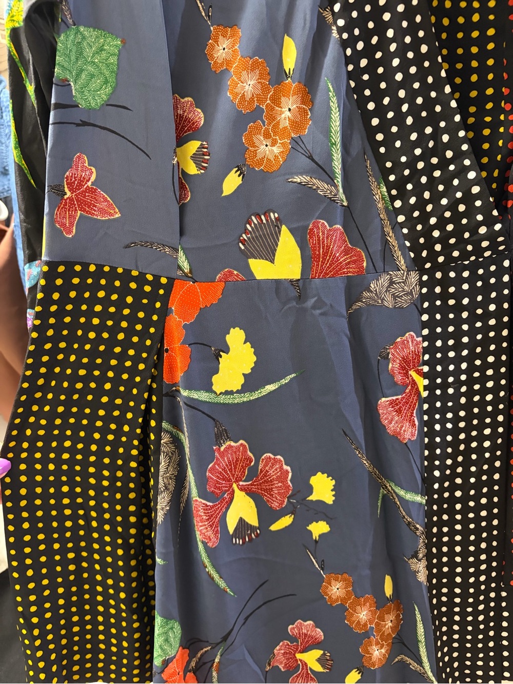 Diane Von Furstenberg Navy Floral & Polka Dot Mix Wrap Dress - Picture 3 of 6